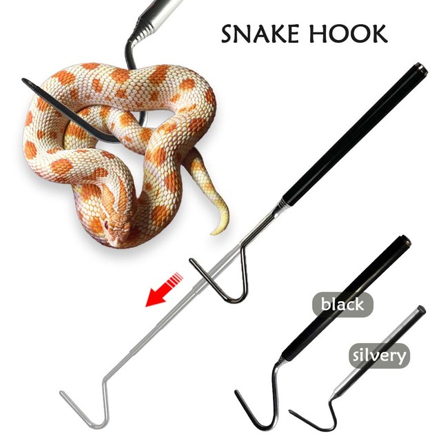 Snake Hook Safety Retractable Professional Reptile Snake Catching Tool  Reptiles Stainless Steel Hook Accessories Safe Distance